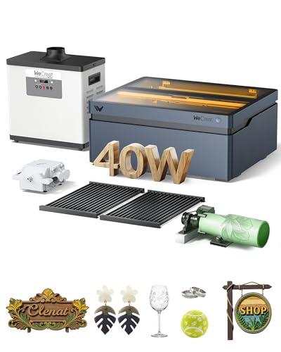 WECREAT Vision 40W Laser Cutter and Engraver, with Fume Extractor, 4 in 1 Rotary, Auto-Lifting, Smart HD Camera, Laser Engraver for Tumblers Acrylic Wood Metal Leather