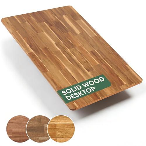 FLEXISPOT Acacia Solid Wood 48"x24" Butcher Block Desktop – Thick Beveled Edge Tabletop for Standing Desk, Office Table, Workbench, DIY Furniture Projects, Natural