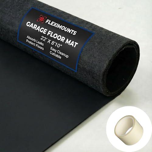 FLEXIMOUNTS 22' x 8'10" Garage Floor Mat Oil Spill Mat, Waterproof Garage Flooring for Cars & SUVs,Absorbent, Slip-Resistant, Quick Dry Carpet Fabric(Includes Double Sided Tape)