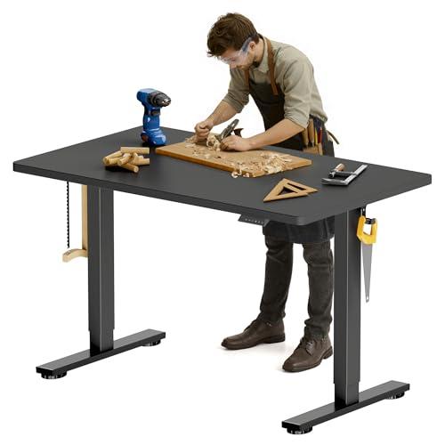 FLEXISPOT Electric Adjustable Workbench, 48x30 Inches Ergonomic Worktable for Garage, Workshop, Office and Home, Spacious Desktop for Woodworking Sewing and Crafts, Black, 2 Packages