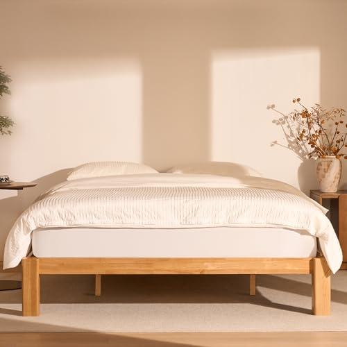 FLEXISPOT Hako G2 Japanese Joinery Bed Frame, Solid Rubberwood King Platform Bed, IAS & SGS Certified, Japandi Minimalist, Noise-Free, No Tools Assembly, 1500lb Capacity, 10-Year Warranty