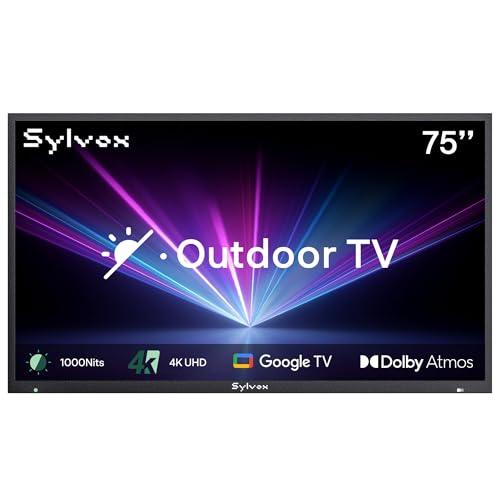 SYLVOX New 75” Outdoor Smart TV, Superior Waterproof Performance, Upgraded Matte Finish for Enhanced Anti-Glare Effect, Full Metal, with Dolby Atmos, 1000nits, Partial Sun Deck Pro 2.0+ Series