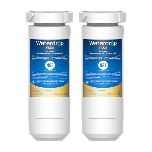 Waterdrop Plus XWF Replacement for GE® XWF, WR17X30702 Refrigerator Water Filter, NSF/ANSI 401&53&42&372 Certified, Reduces RFAS, 2-Pack (Not XWFE)
