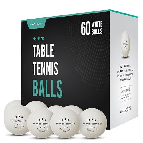 PRO-SPIN Ping Pong Balls - 3-Star Premium White Table Tennis Balls | High-Performance 40+ ABS Professional Quality (Training Balls, 60-Pack)