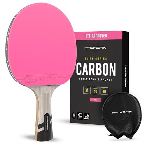 PRO-SPIN Ping Pong Paddles - Professional Level Table Tennis Rackets with Carbon Fiber for Superior Control | 7-Ply Blade, Premium Rubber, 2.0mm Sponge (Pink, 1-Pack)
