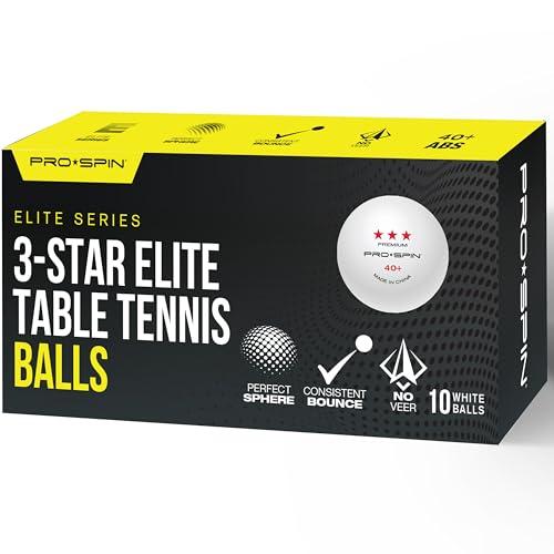 PRO-SPIN Ping Pong Balls - 3-Star Premium White Table Tennis Balls | High-Performance 40+ ABS Professional Quality (Competition Quality, 10-Pack)