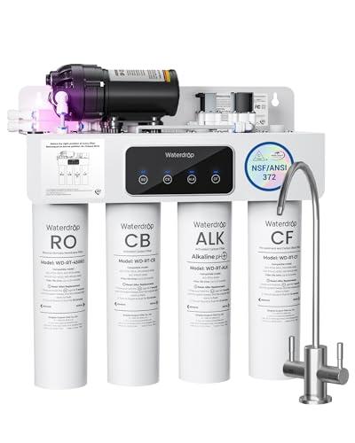 [Dual Flow] Waterdrop WD-T4-A Alkaline pH+ Reverse Osmosis Water Filter, NSF/ANSI 372 Certified, 10-Stage, 450GPD Tankless Undersink RO Filtration System, 2:1 Pure to Drain, BPA Free, Plug-in required