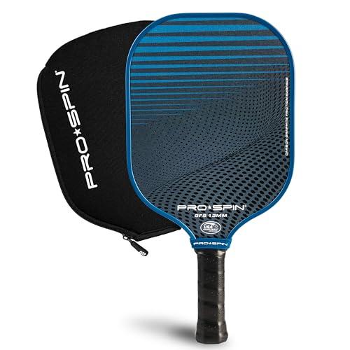 PRO-SPIN Pickleball Paddle – USAPA Approved Graphite Carbon Paddle with Indoor & Outdoor Balls, Carry Bag & Cover (Blue, 1-Pack)