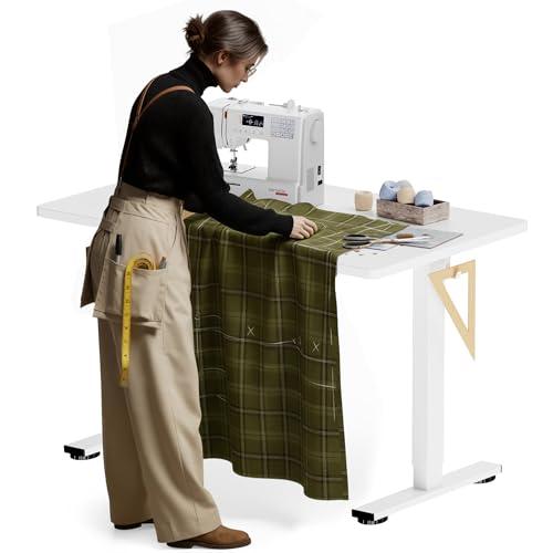 FLEXISPOT Electric Adjustable Workbench, 48x30 Inches Ergonomic Worktable for Garage, Workshop, Office and Home, Spacious Desktop for Woodworking Sewing and Crafts, White, 2 Packages