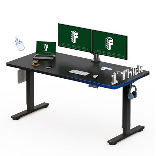 FLEXISPOT 60"x24" One-Piece Electric Standing Desk, 1" Thick Seamless Desktop for Home Office, Study & Multi-Monitor Setup, Black