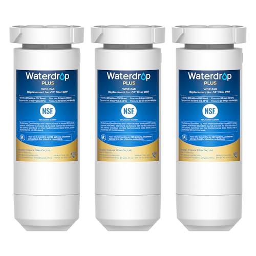 Waterdrop Plus XWF Replacement for GE® XWF, WR17X30702 Refrigerator Water Filter, NSF/ANSI 401&53&42&372 Certified, Reduces RFAS, 3-Pack (Not XWFE)