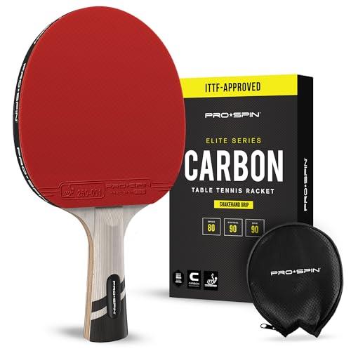 PRO-SPIN Ping Pong Paddles - Professional Level Table Tennis Rackets with Carbon Fiber for Superior Control | 7-Ply Blade, Premium Rubber, 2.0mm Sponge (Red, 1-Pack)