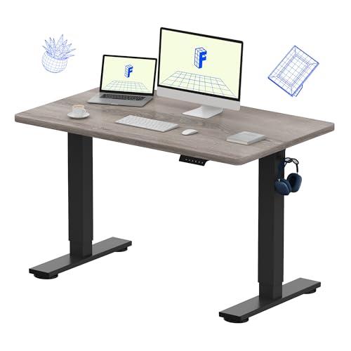 FLEXISPOT EN1 One-Piece Standing Desk with 1-Inch Thick Desktop, 48"x30" Electric Height Adjustable Desk for Home Office & Multi-Device Workstations, Gray Wood
