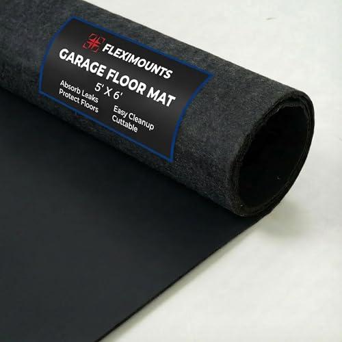 FLEXIMOUNTS 6' x 5' Garage Floor Mat Oil Spill Mat, Waterproof Garage Flooring for Cars & SUVs,Absorbent, Slip-Resistant, Quick Dry Carpet Fabric