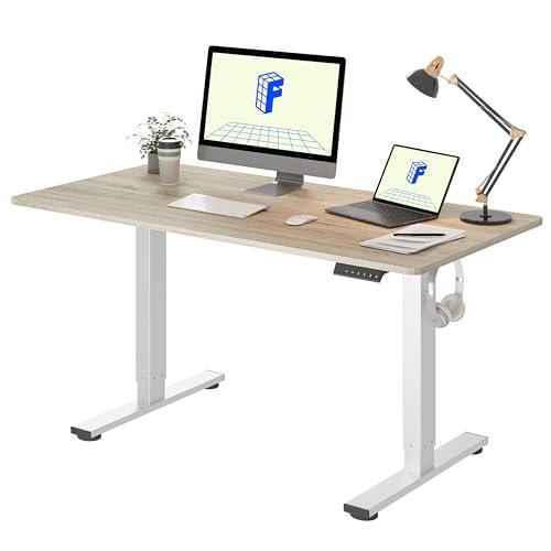 FLEXISPOT EN1 One-Piece Standing Desk, 48"x24" Seamless Desktop Electric Height Adjustable Desk for Home Office, Multi-Monitor Setups & Easy Assembly, White Wood Grain