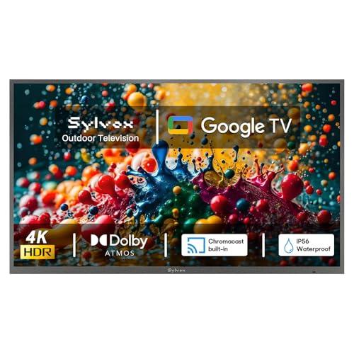 SYLVOX Smart Outdoor TV, 65 inch Outdoor Television Upgraded Google TV, 4K Weatherproof Outside TV, IP56 Waterproof, Google Assistant, Chromecast, 1000 nit Brightness for Partial Sun (Deck Pro 3.0)