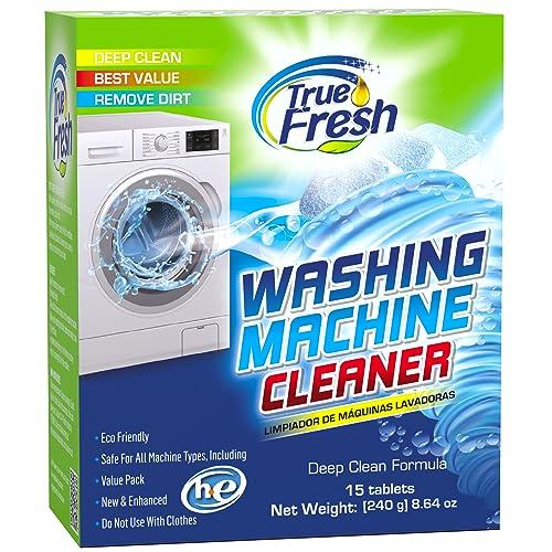 True Fresh Washing Machine Cleaner Tablets 15-Pack – Deep Cleaning & Descaling for Front Load, Top Load & HE Washers – Helps Remove Residue, Hard Water Buildup & Odor-Causing Deposits