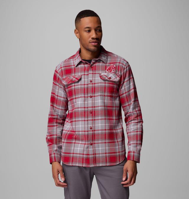 Columbia Men's Collegiate Flare Gun  Flannel Long Sleeve Shirt - Washington State-