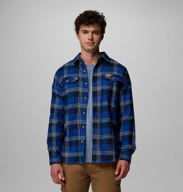 Columbia Men's Flare Gun Stretch Flannel Shirt - L - Blue,Plaid