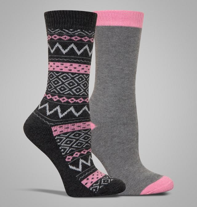 Columbia Women's Fair Isle Wool Crew Socks - 2 Pack - O/S - Grey