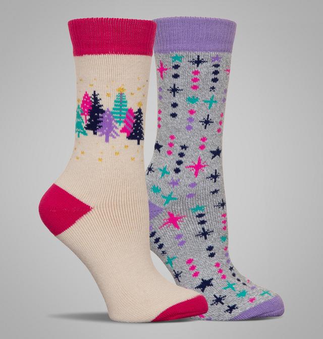 Columbia Women's Festive and Bright Medium Weight Thermal Socks - 2 Pack-