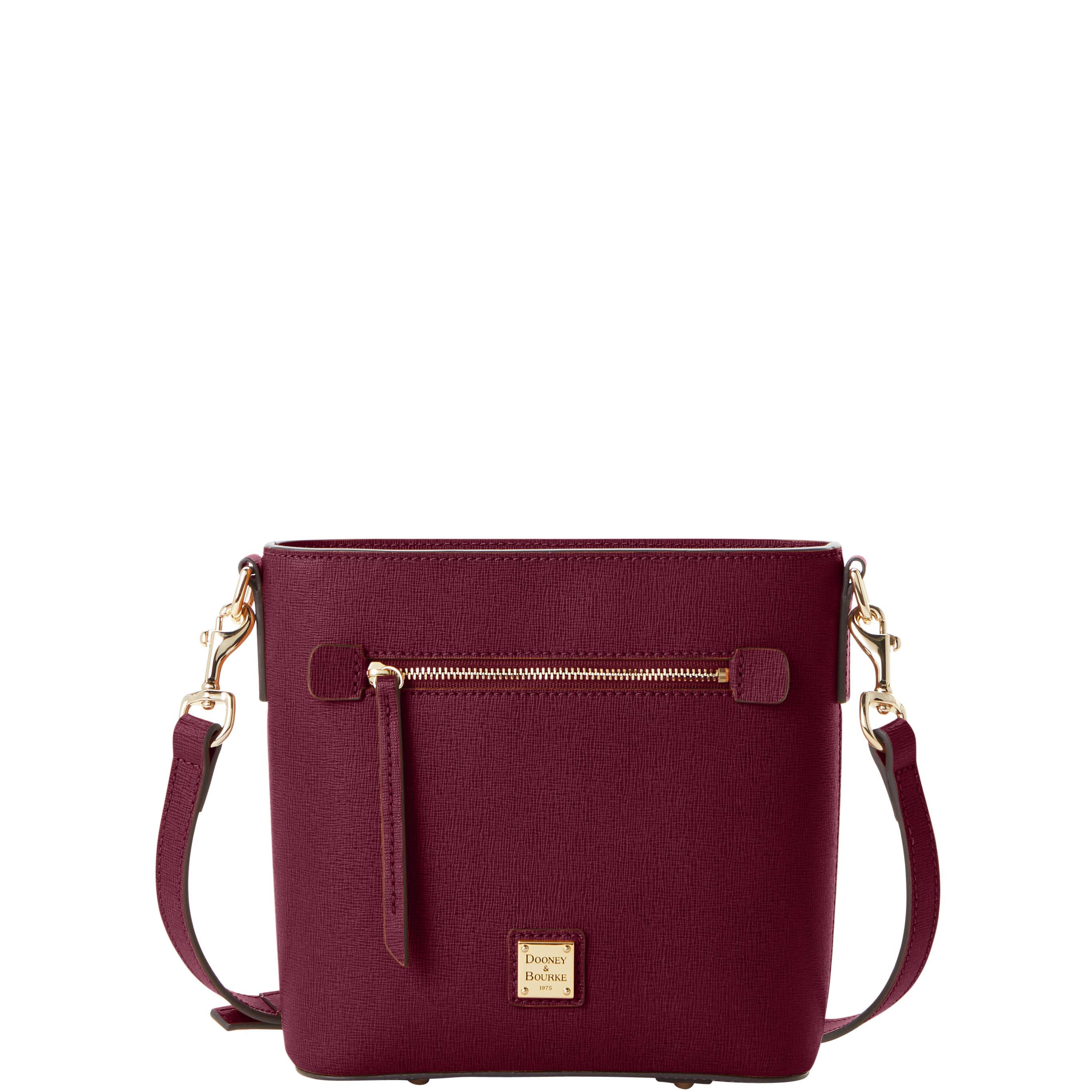 Dooney & Bourke Women's Saffiano Small Zip Crossbody Leather Shoulder Bag in Bordeaux