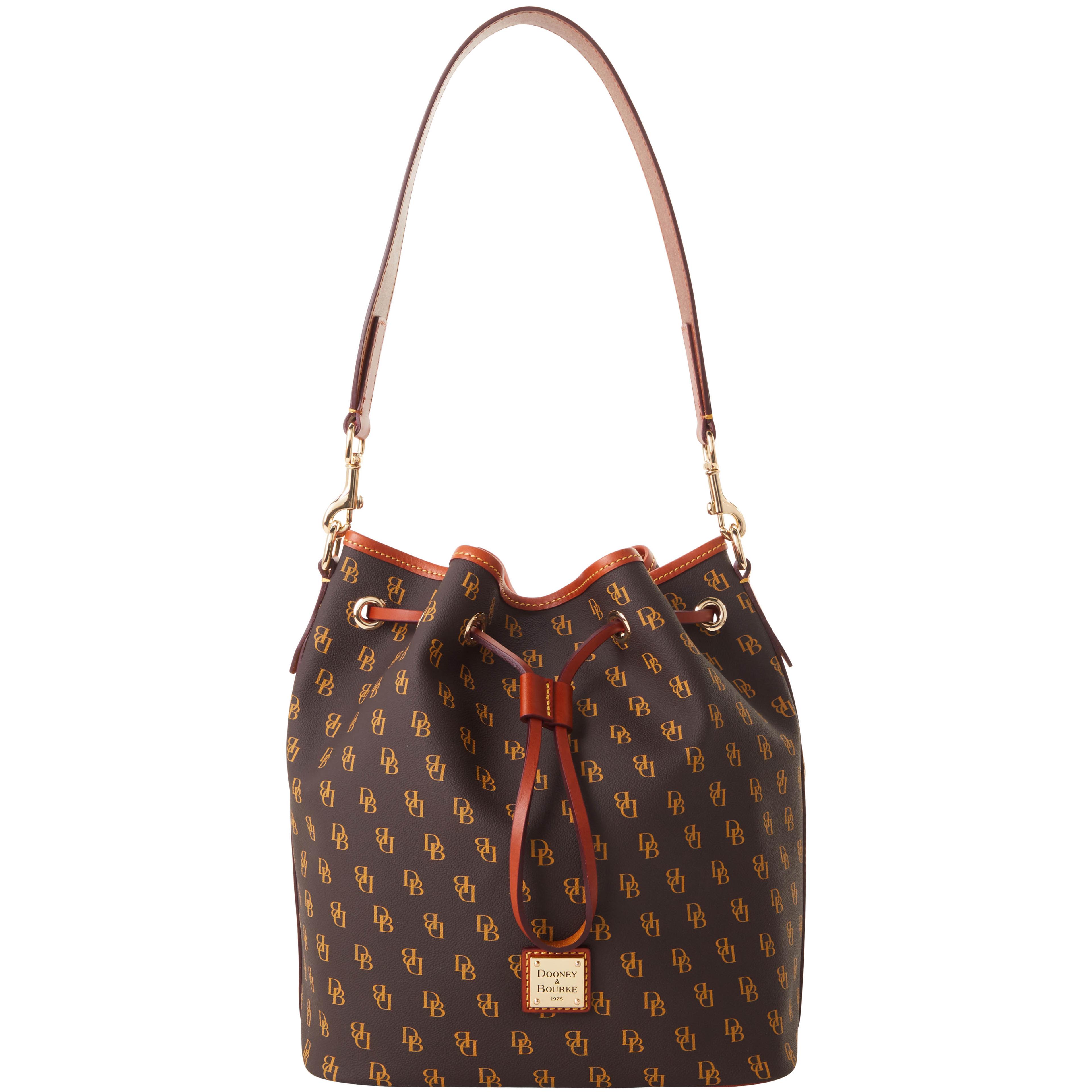 Dooney & Bourke Women's Gretta Drawstring Coated Cotton Shoulder Bag in Brown Tmoro