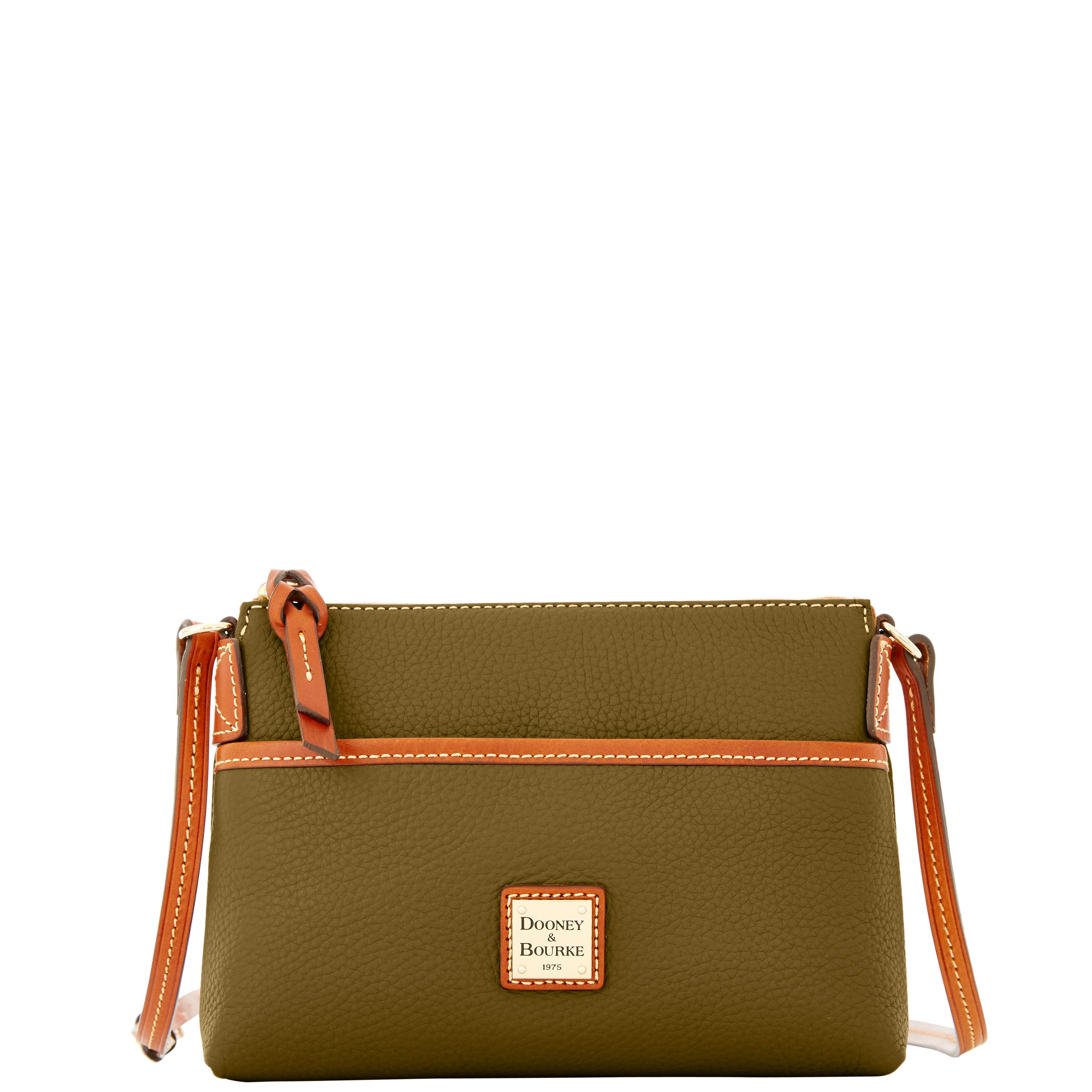 Dooney & Bourke Pebble Grain Ginger Crossbody Leather Shoulder Bag in Olive