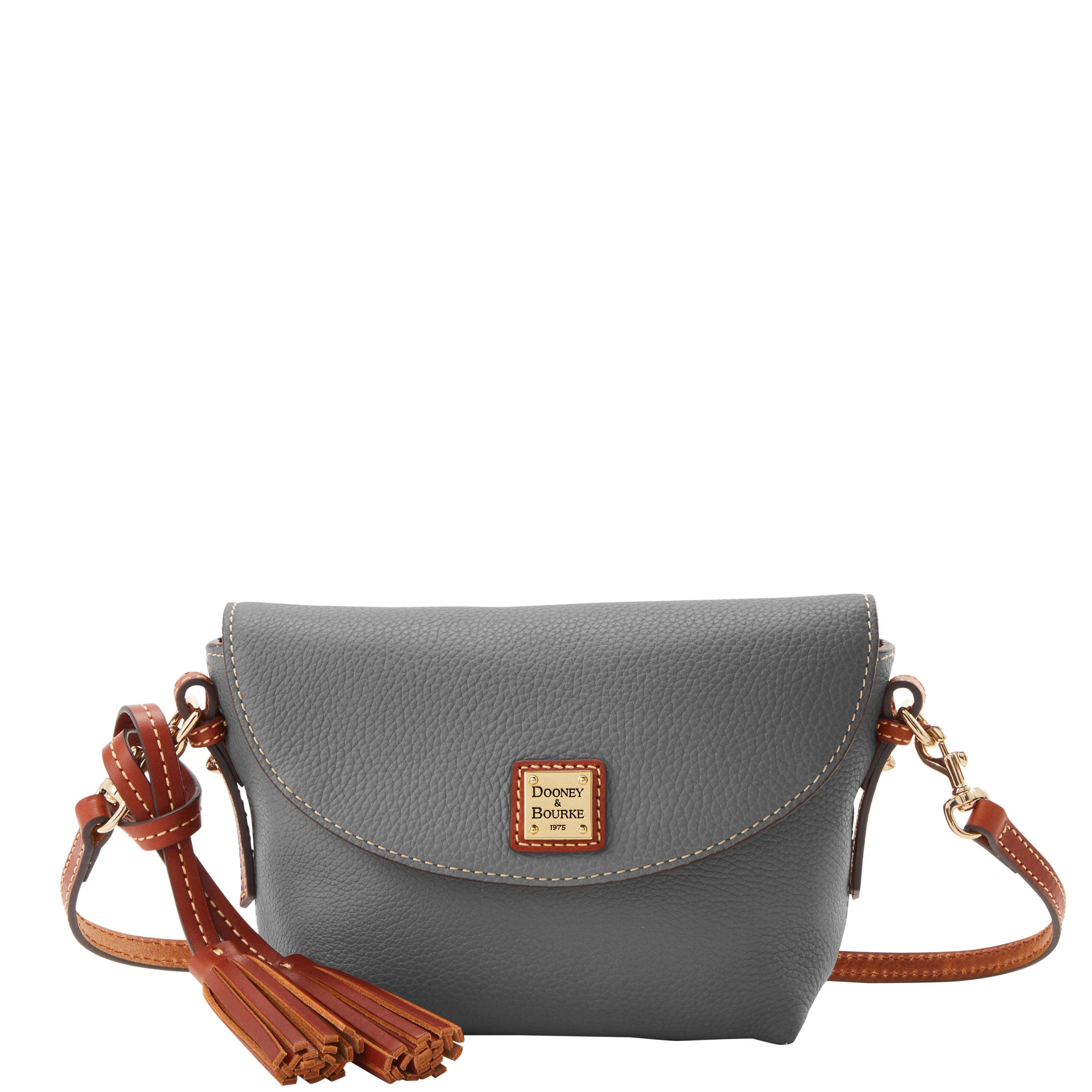 Dooney & Bourke Women's Pebble Grain Leather Crossbody Saddle Bag in Smoke