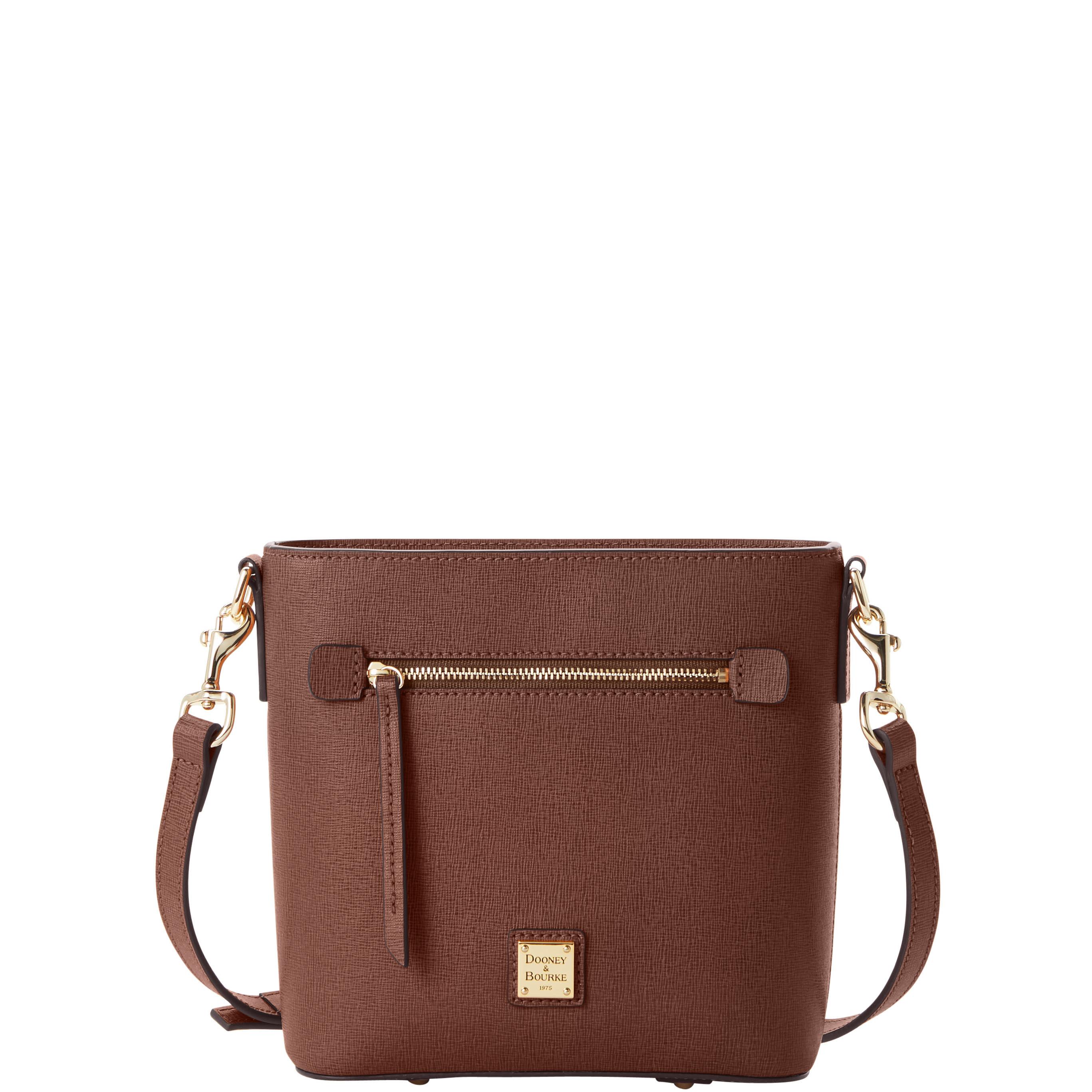 Dooney & Bourke Women's Saffiano Small Zip Crossbody Leather Shoulder Bag in Amber