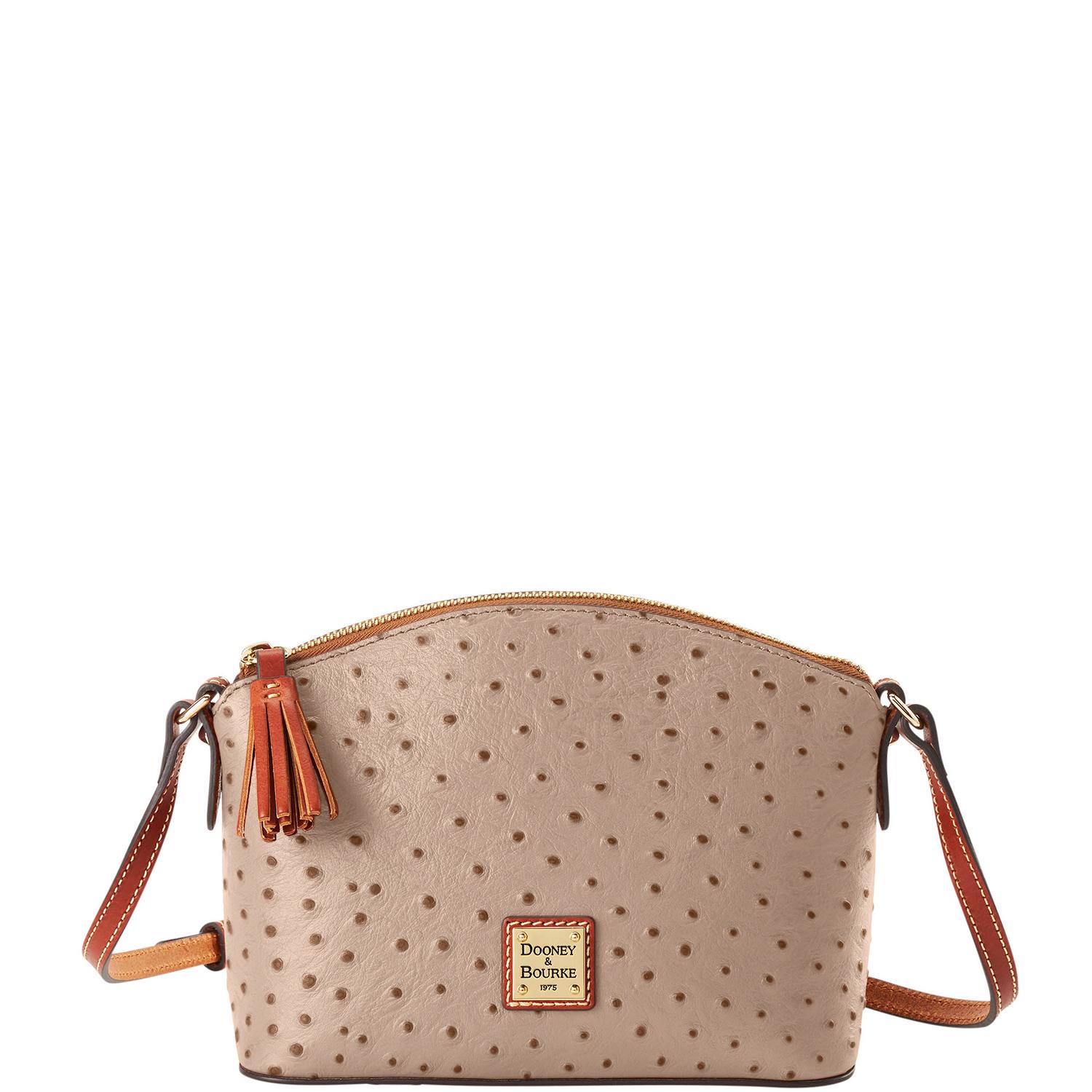 Dooney & Bourke Women's Ostrich Robin Leather Crossbody in Light Taupe