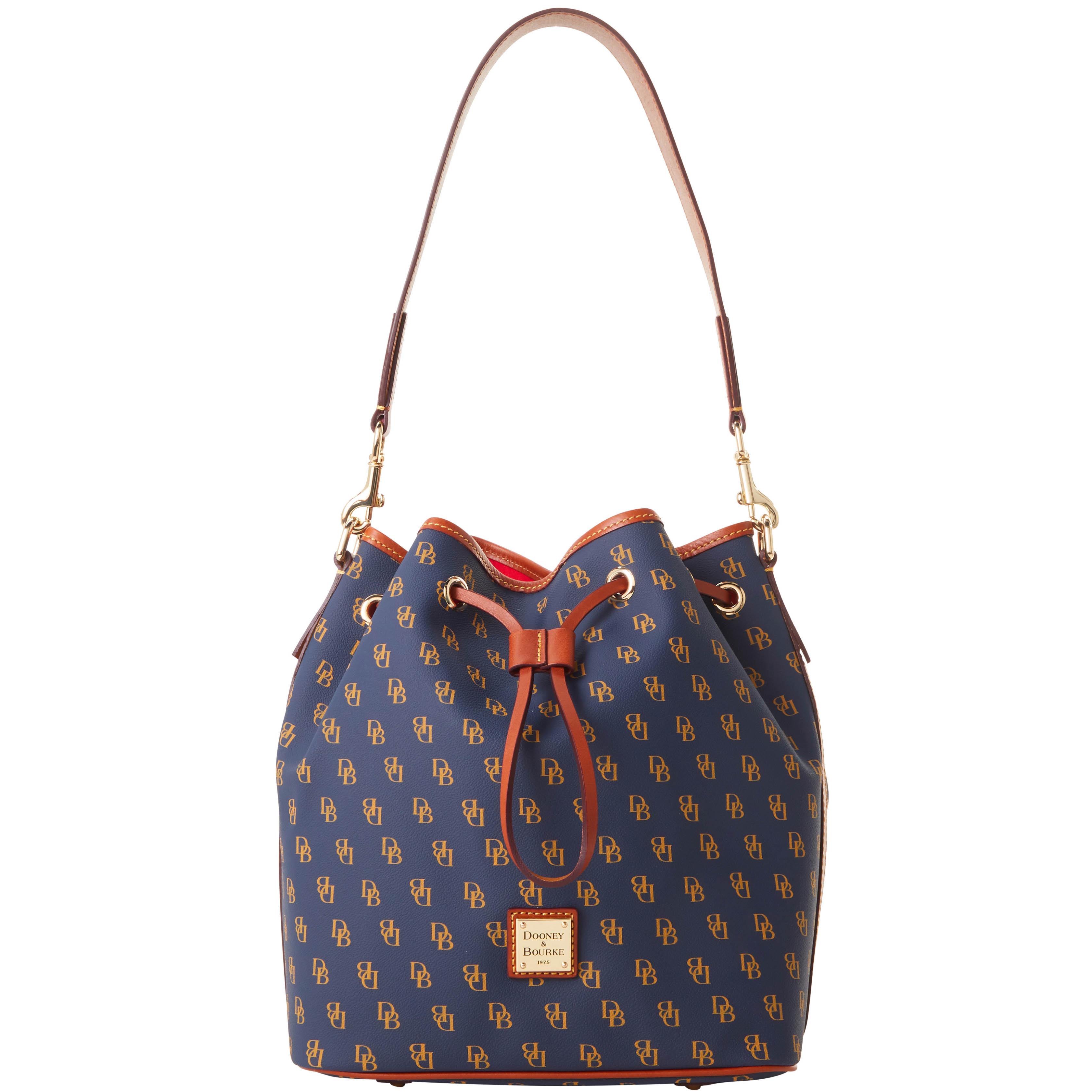 Dooney & Bourke Women's Gretta Drawstring Coated Cotton Shoulder Bag in Navy