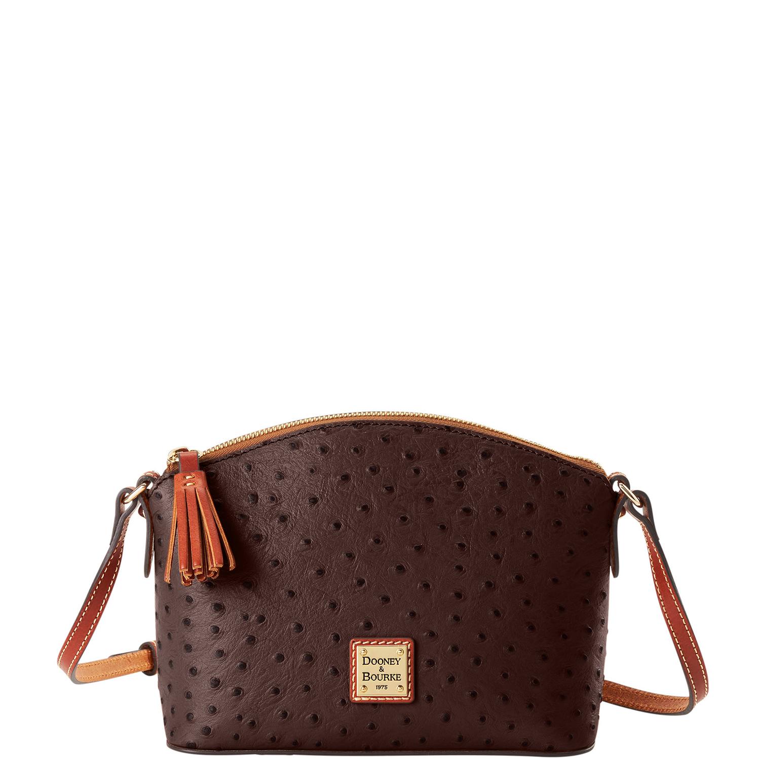 Dooney & Bourke Women's Ostrich Robin Leather Crossbody in Brown Tmoro