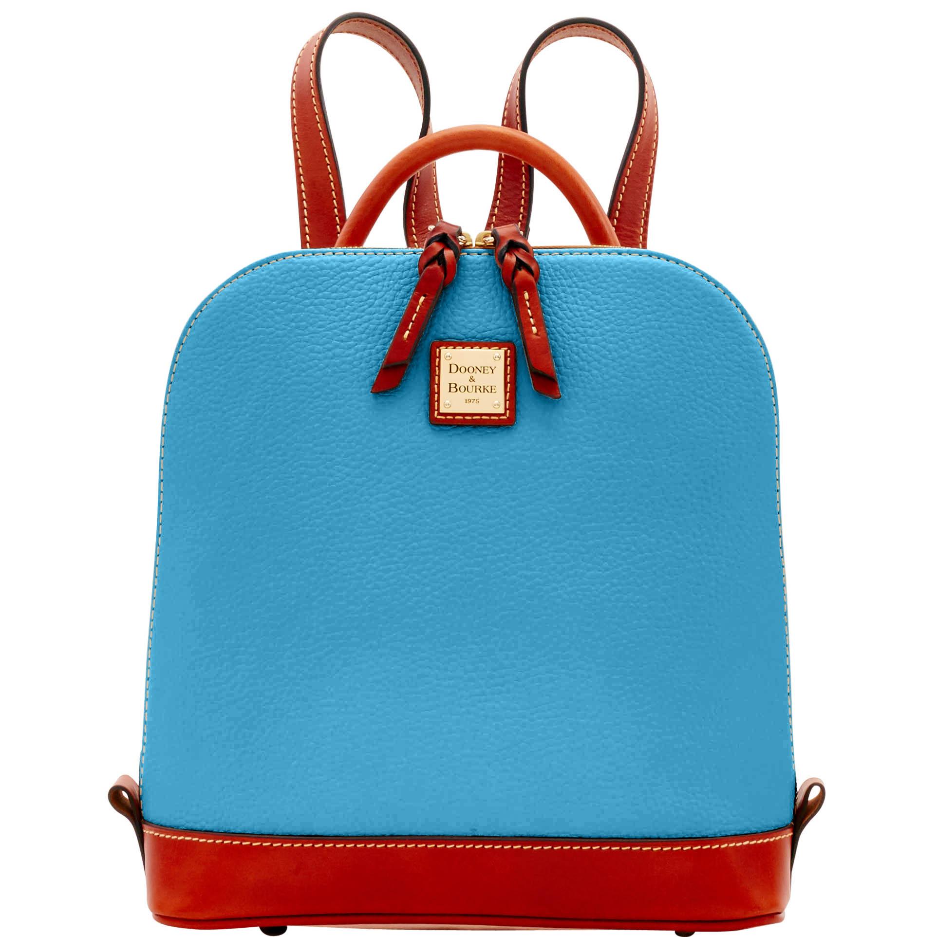 Dooney & Bourke Women's Pebble Grain Zip Pod Leather Backpack in Sky Blue