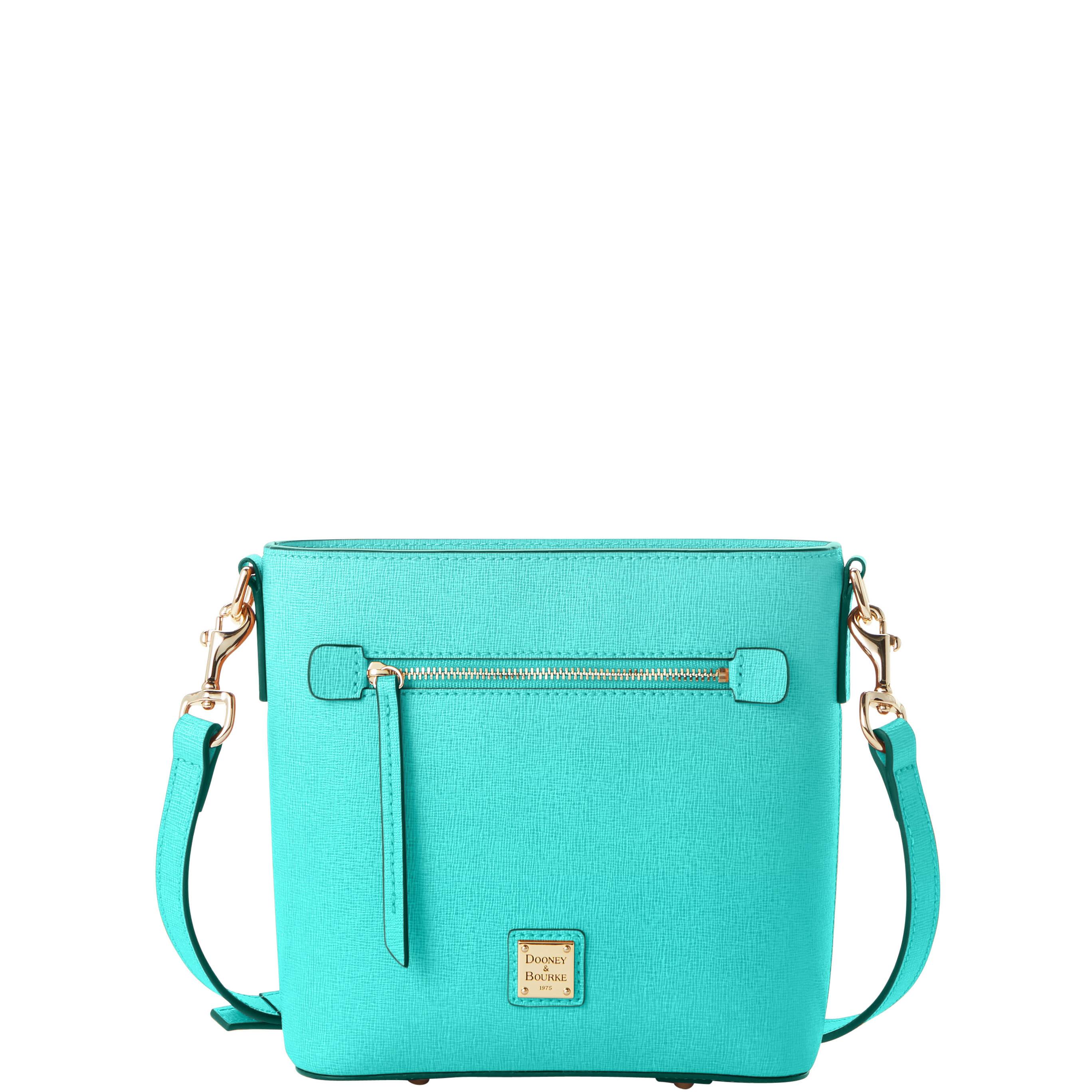 Dooney & Bourke Women's Saffiano Small Zip Crossbody Leather Shoulder Bag in Mint