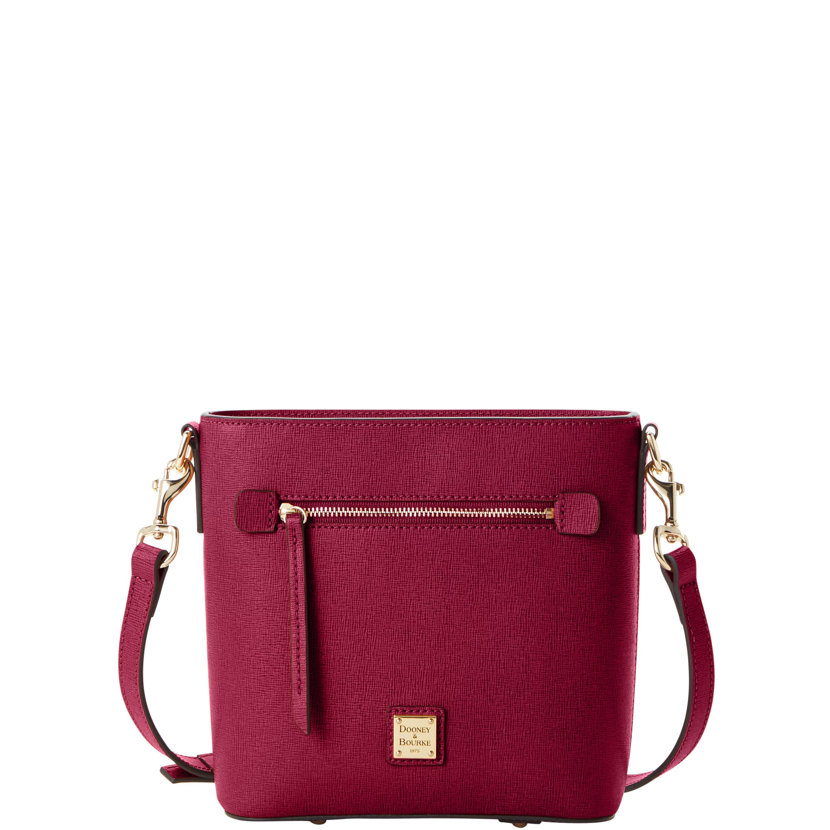 Dooney & Bourke Women's Saffiano Small Zip Crossbody Leather Shoulder Bag in Cranberry