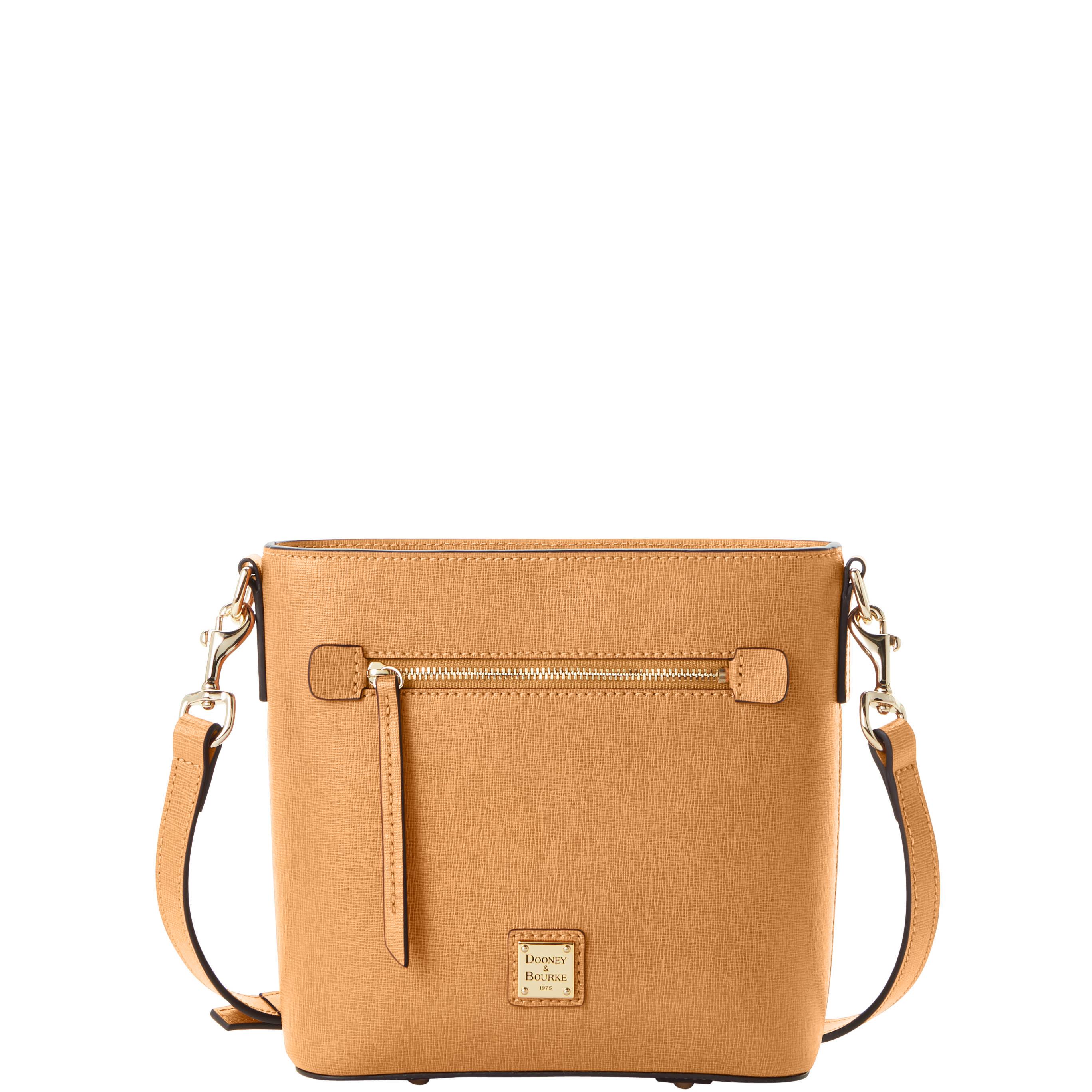 Dooney & Bourke Women's Saffiano Small Zip Crossbody Leather Shoulder Bag in Camel