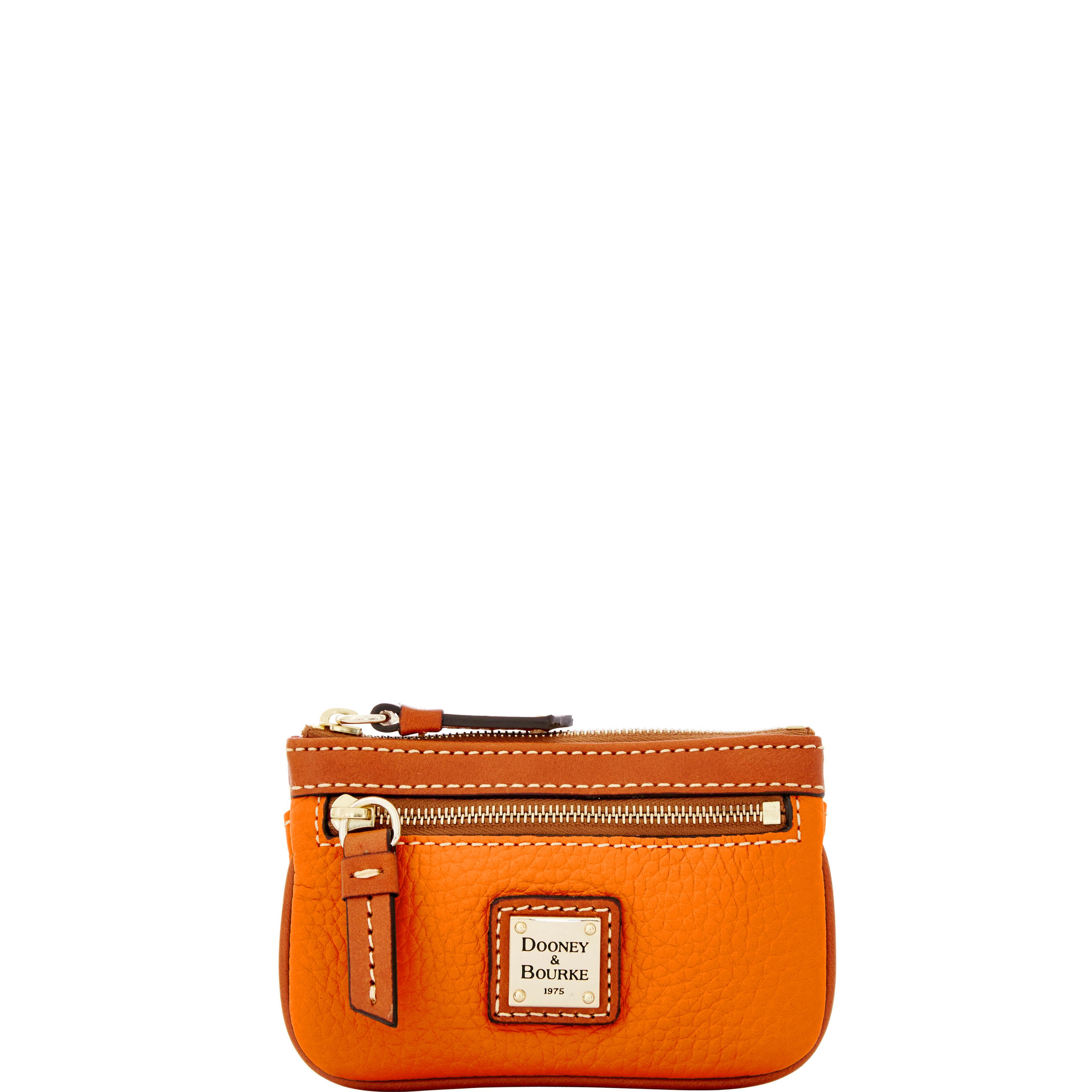Dooney & Bourke Women's Pebble Grain Small Coin Case in Clementine, Leather