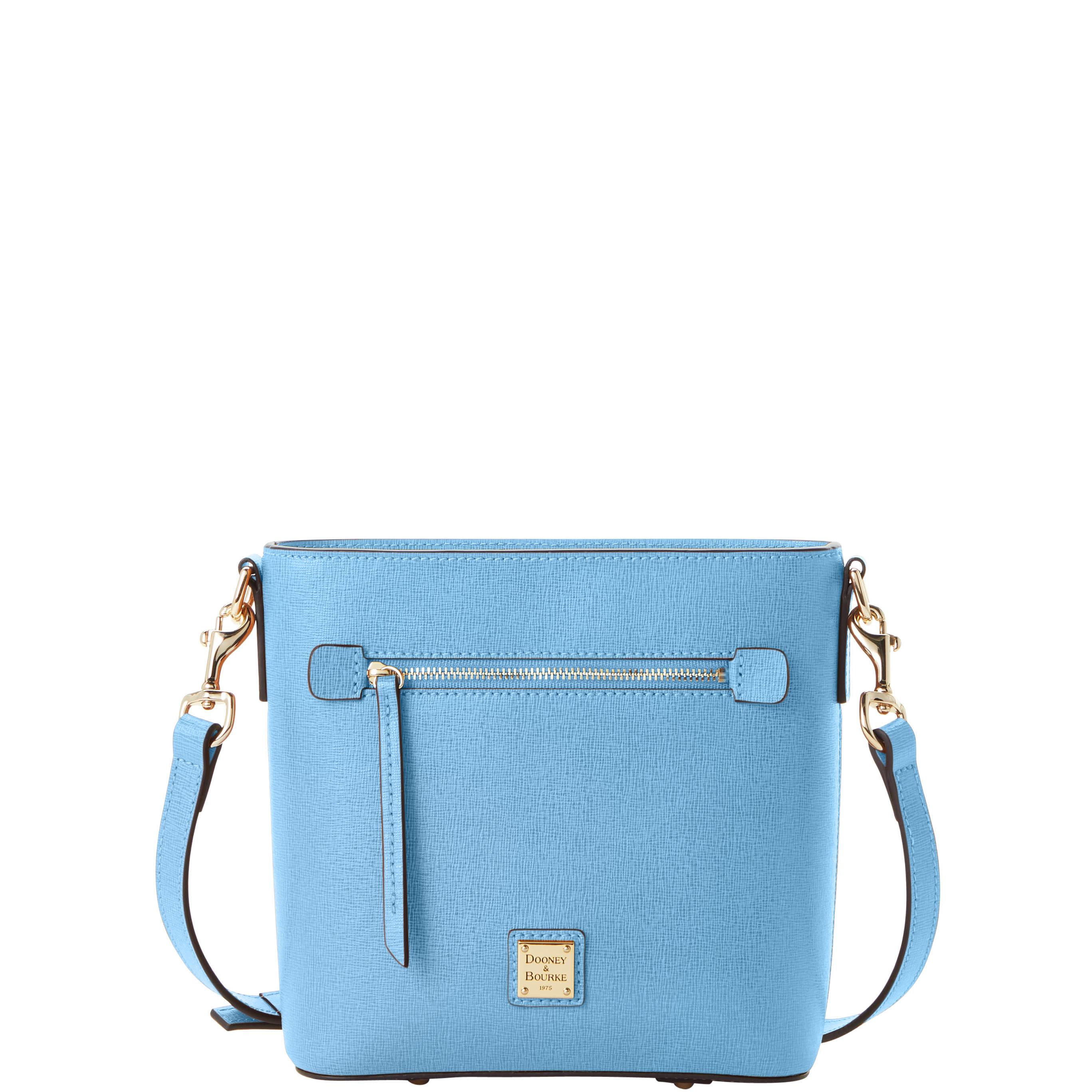 Dooney & Bourke Women's Saffiano Small Zip Crossbody Leather Shoulder Bag in Sky Blue