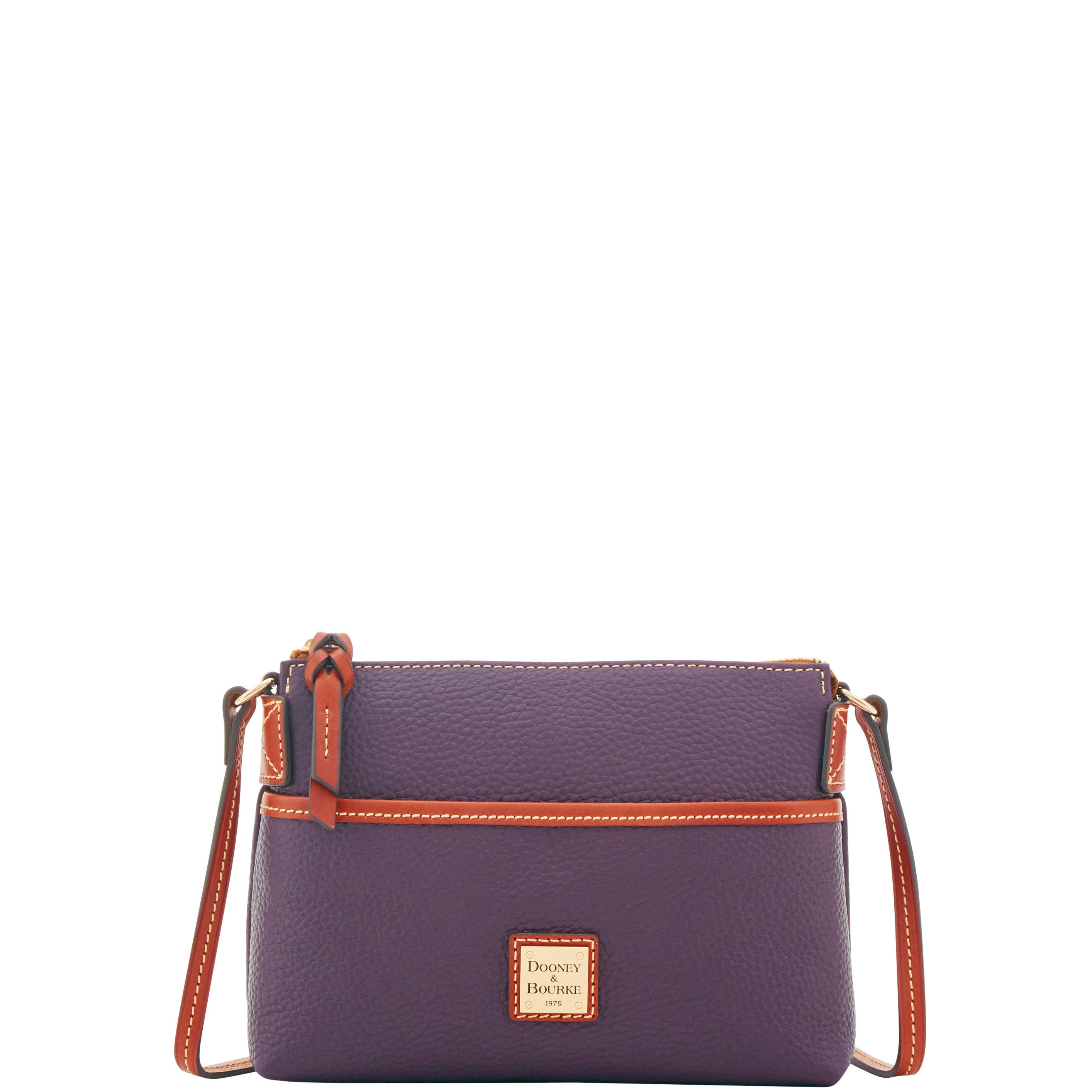 Dooney & Bourke Pebble Grain Ginger Crossbody Leather Shoulder Bag in Plum Wine
