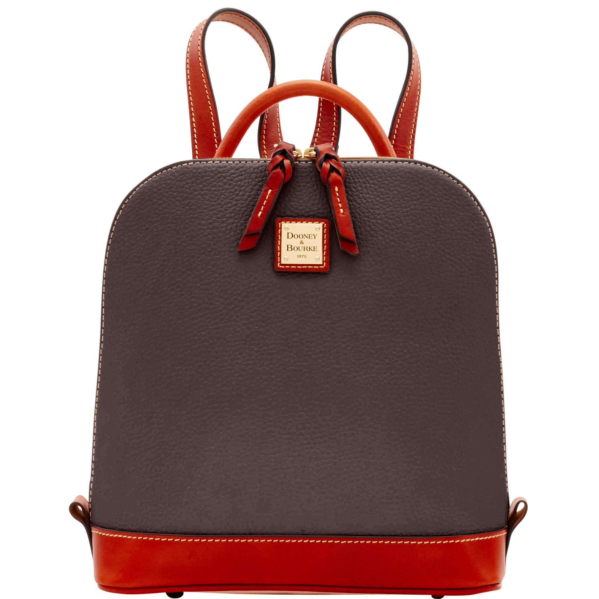 Dooney & Bourke Women's Pebble Grain Zip Pod Leather Backpack in Brown Tmoro