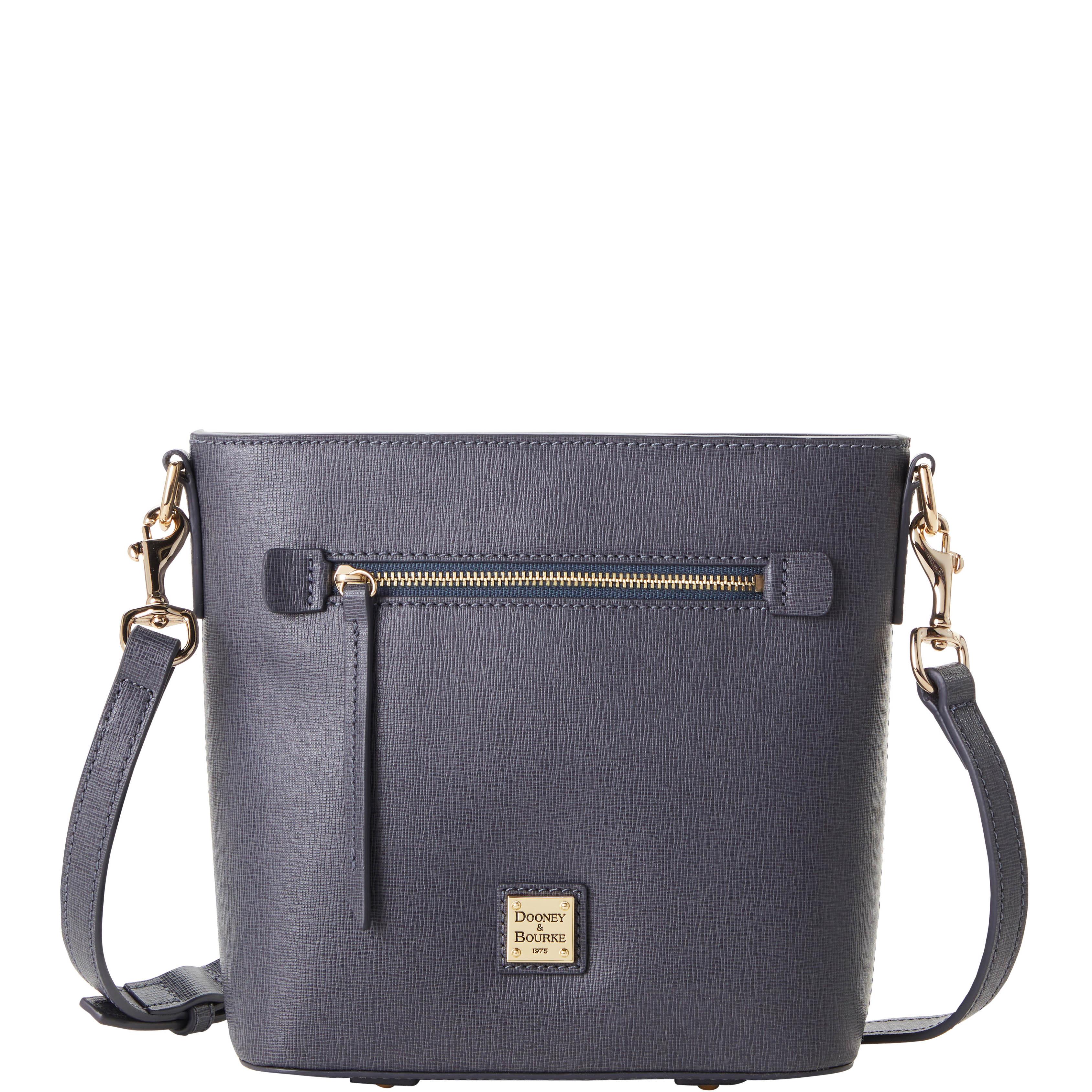 Dooney & Bourke Women's Saffiano Small Zip Crossbody Leather Shoulder Bag in Dark Grey