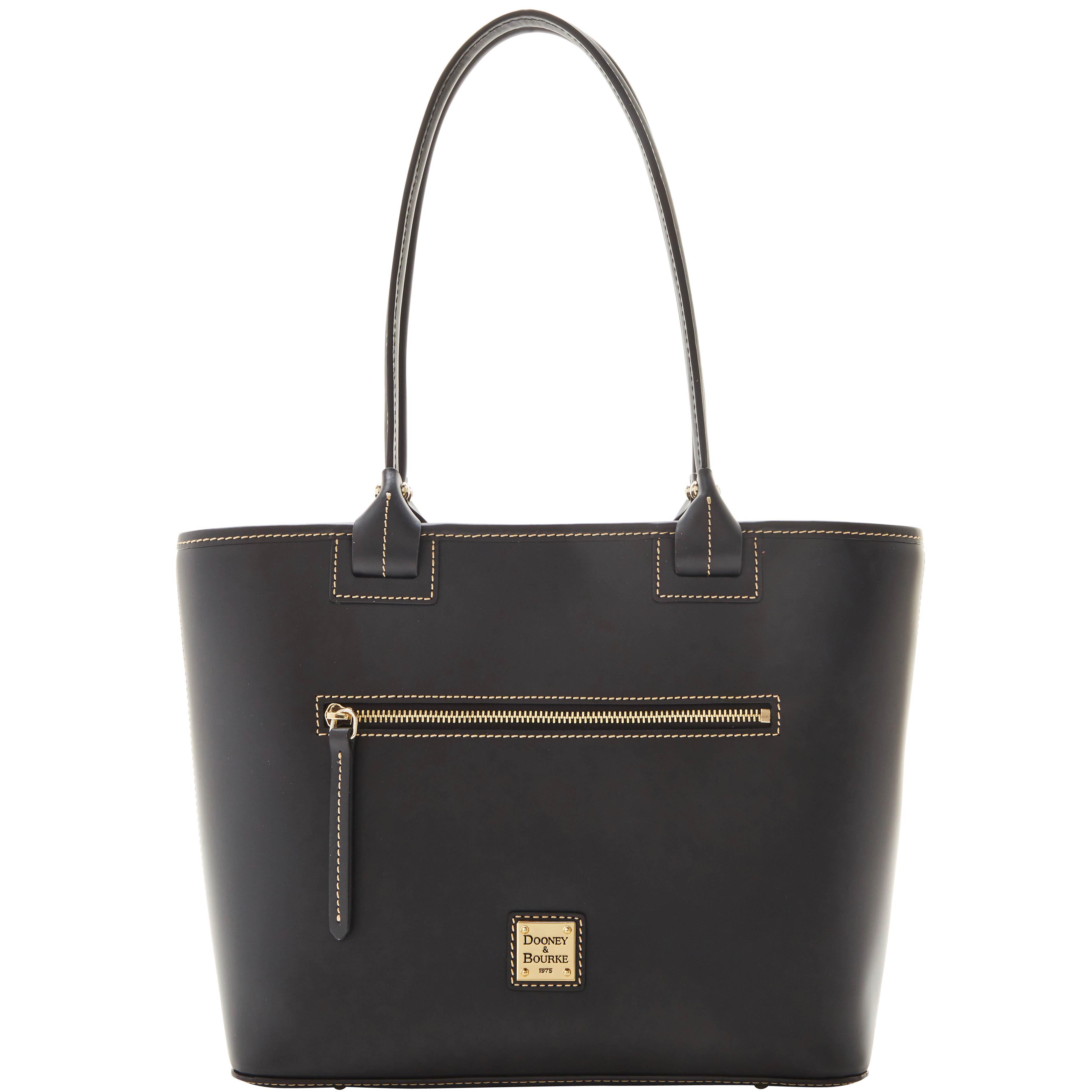 Dooney & Bourke Women's Quincey Zip Leather Tote Shopping Bag in Black