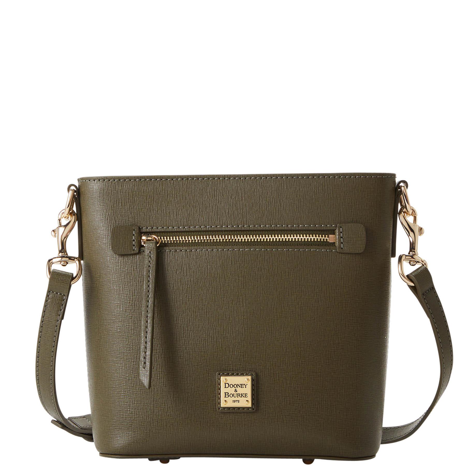 Dooney & Bourke Women's Saffiano Small Zip Crossbody Leather Shoulder Bag in Olive