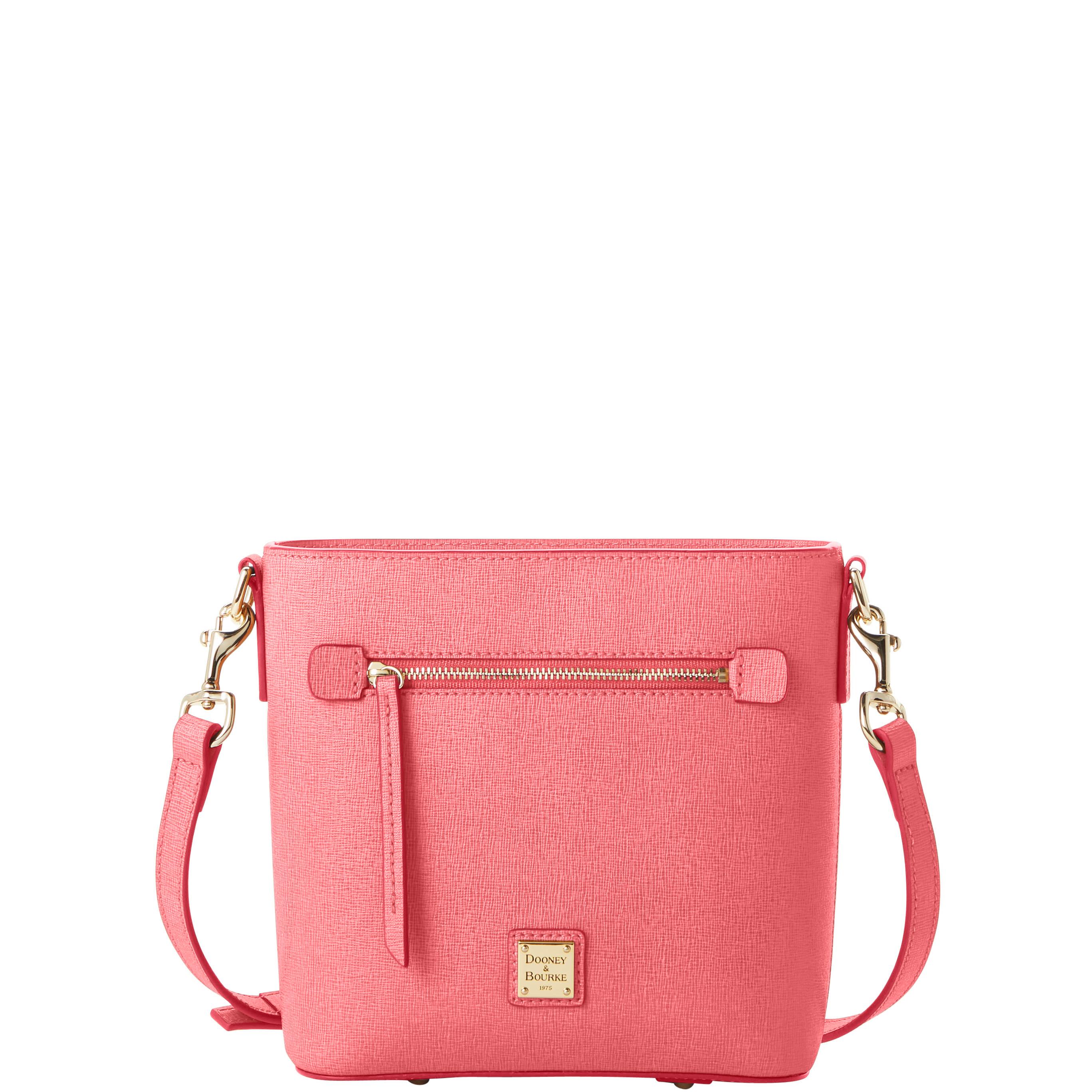 Dooney & Bourke Women's Saffiano Small Zip Crossbody Leather Shoulder Bag in Bubble Gum