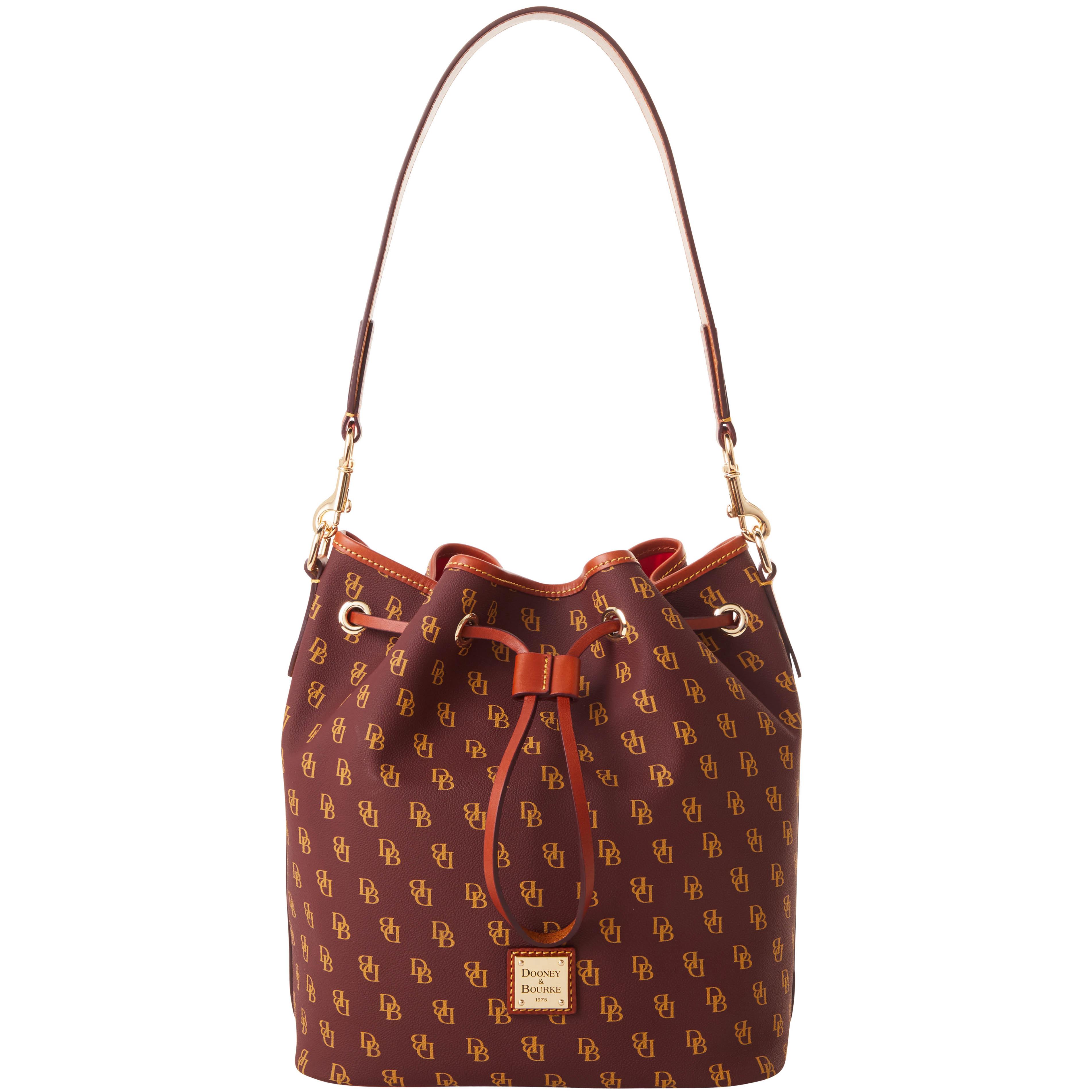 Dooney & Bourke Women's Gretta Drawstring Coated Cotton Shoulder Bag in Bordeaux