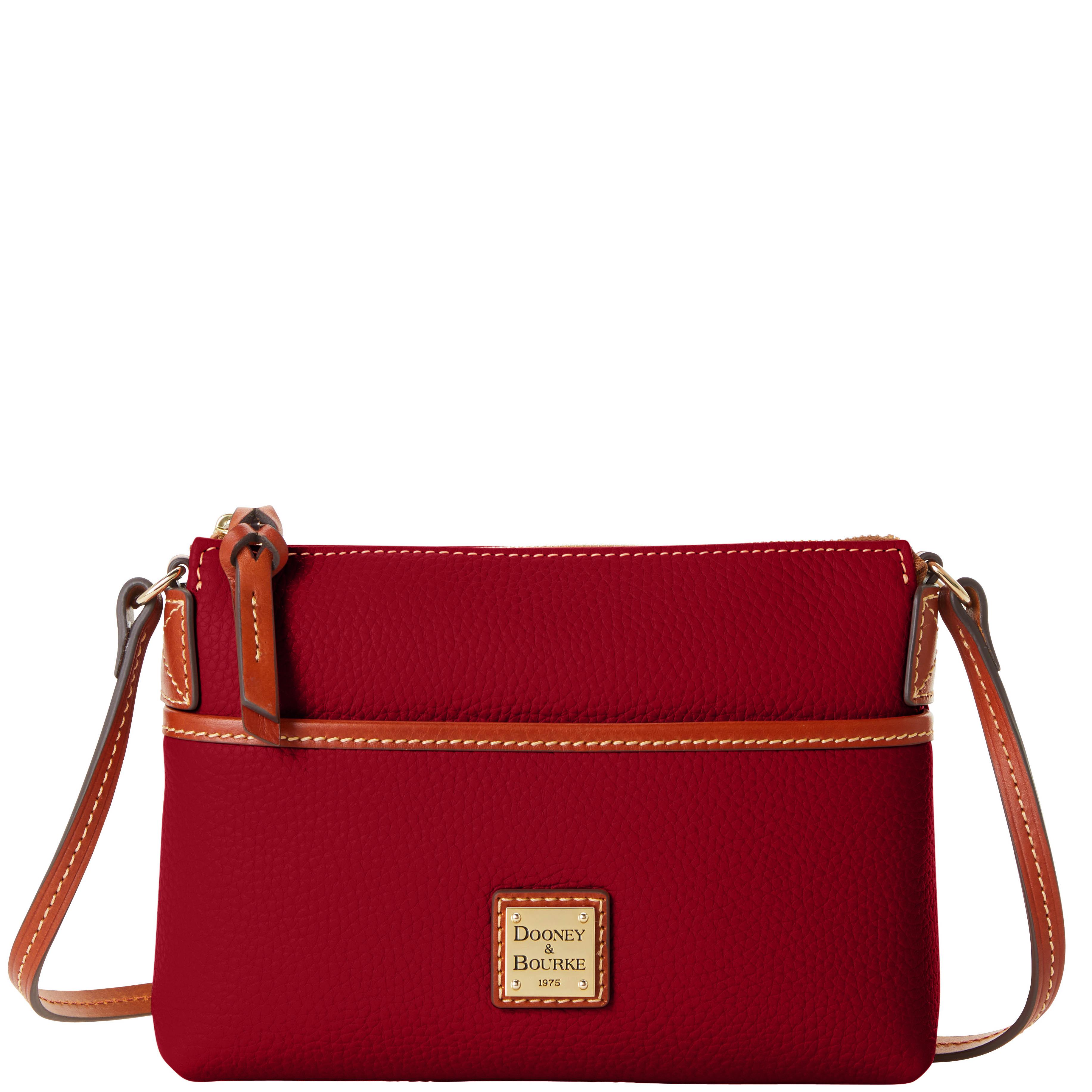 Dooney & Bourke Pebble Grain Ginger Crossbody Leather Shoulder Bag in Wine