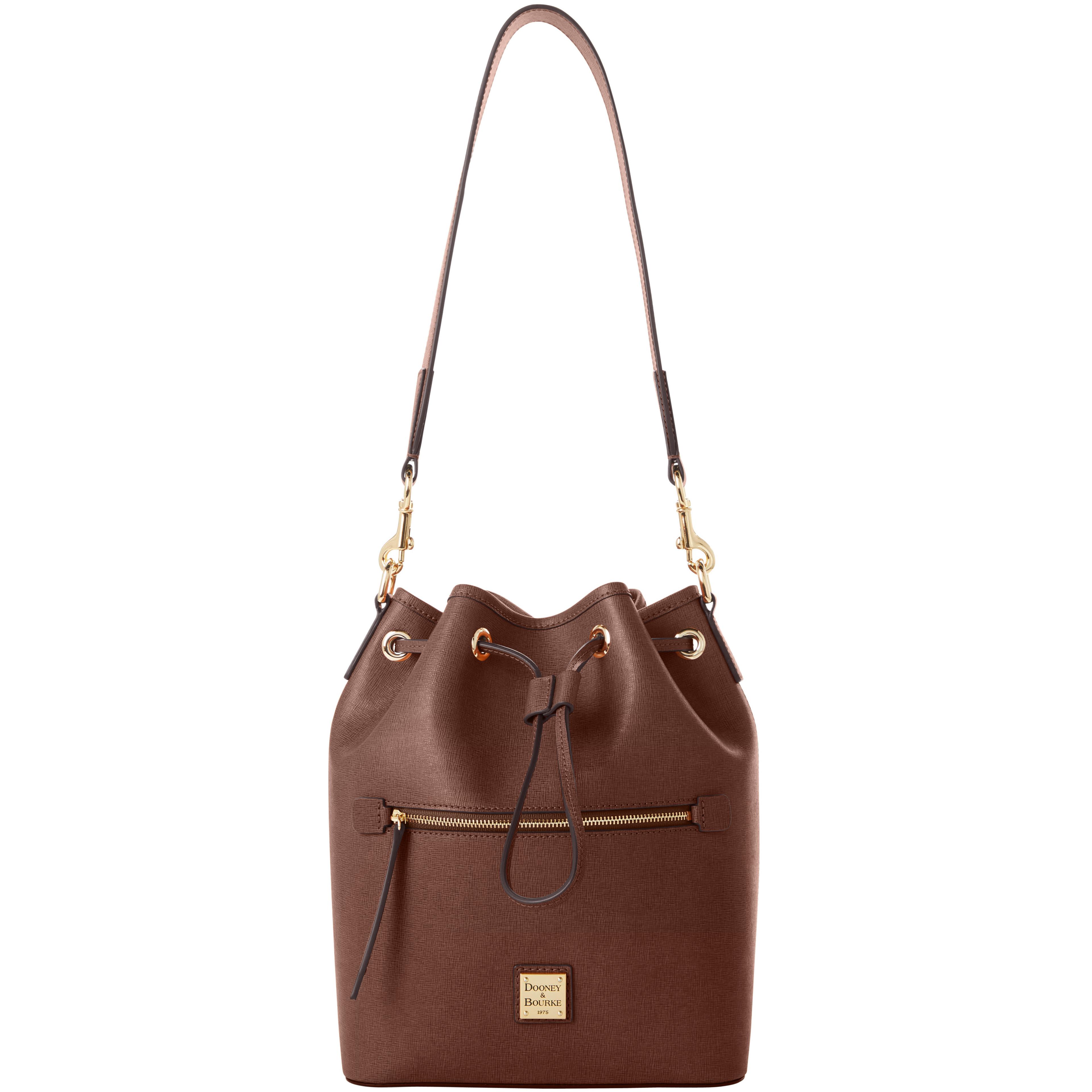 Dooney & Bourke Women's Saffiano Drawstring Leather Shoulder Bag in Amber