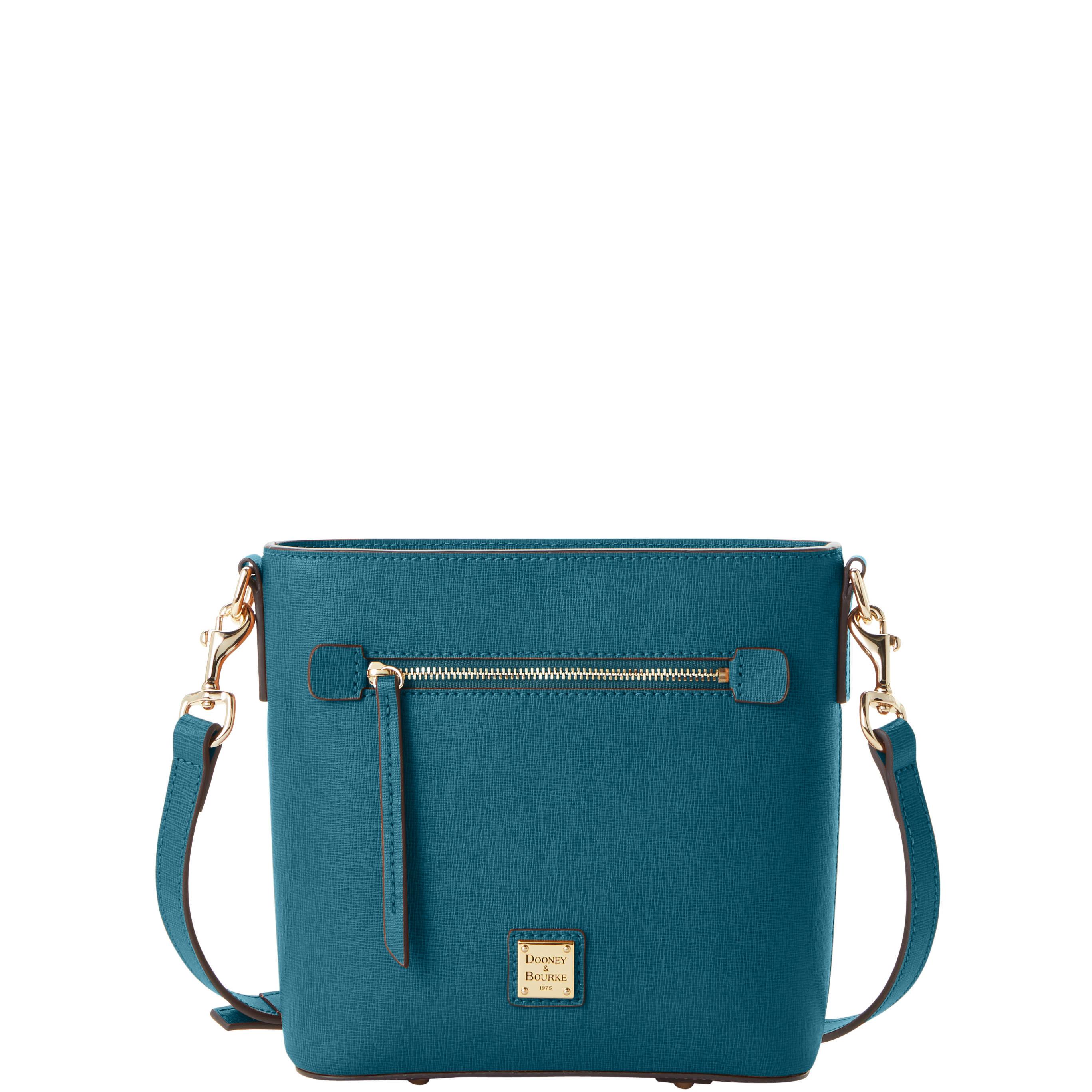 Dooney & Bourke Women's Saffiano Small Zip Crossbody Leather Shoulder Bag in Deep Teal