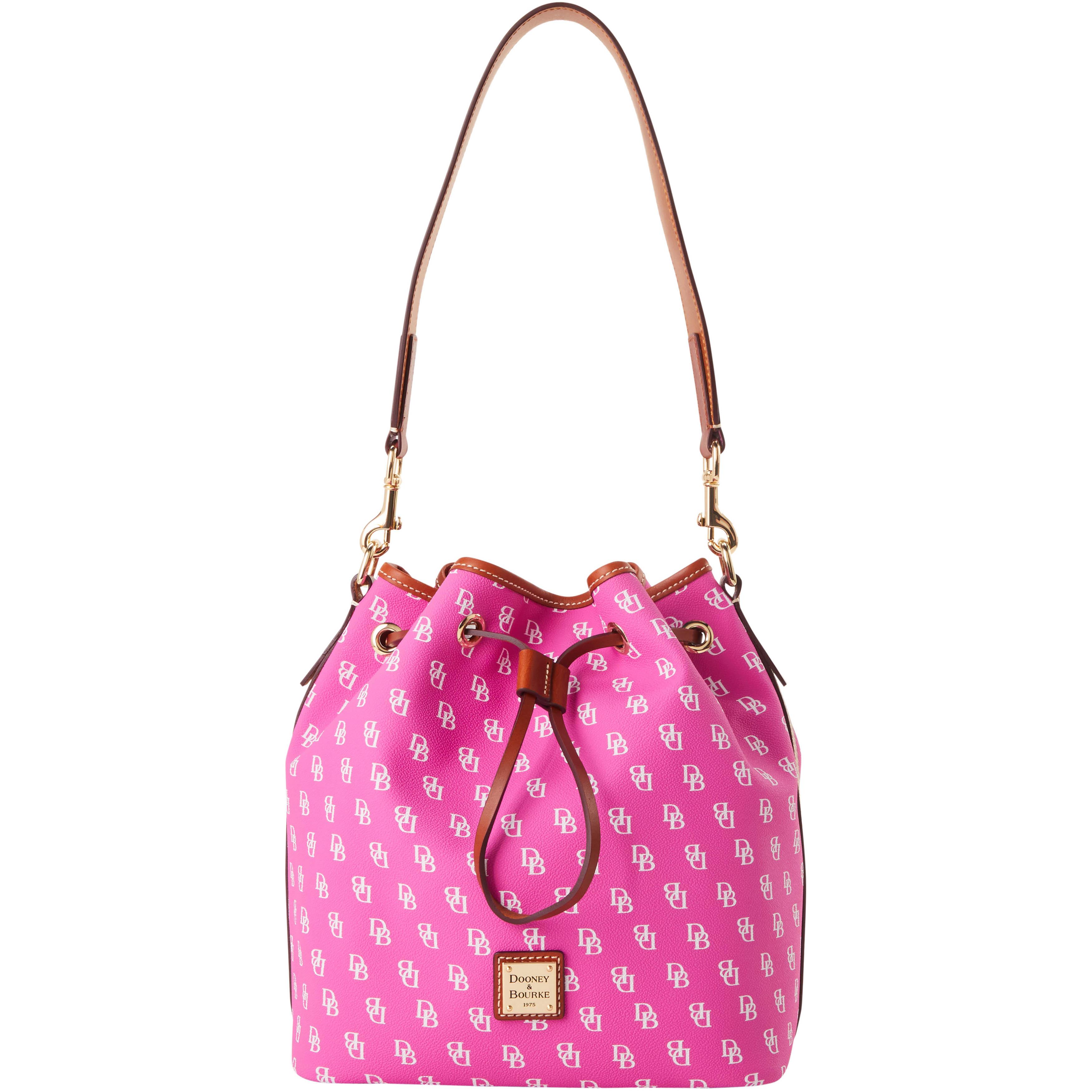 Dooney & Bourke Women's Gretta Drawstring Coated Cotton Shoulder Bag in Fuchsia